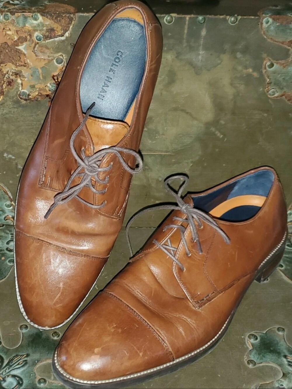 Cole Haan Lenox Hill Brown Leather Cap-Toe Dress Shoes